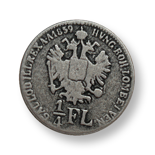 www.knopfparadies.de - 0322sn - altsilberfarbener Metallknopf im historischen Münzdesign mit Wappenmotiv