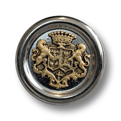 Majestätische Blazerknöpfe in dunkelchrom & gold mit gekröntem Wappen