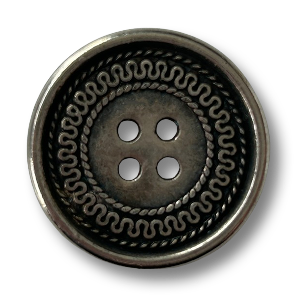 www.knopfparadies.de  – 0553as – Metallknöpfe altsilber 4-Loch Vintage Ornament