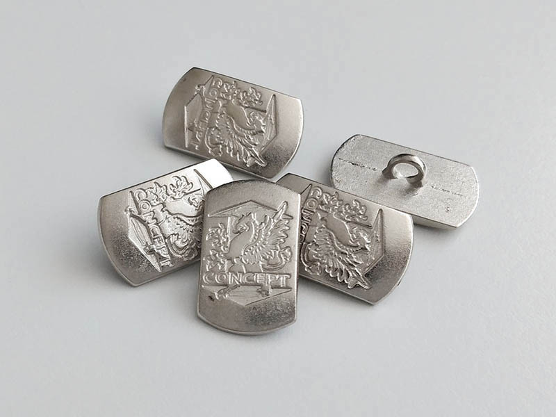 www.knopfparadies.de - 3901si - Silberfarbene Metallknöpfe mit Drachenmotiv