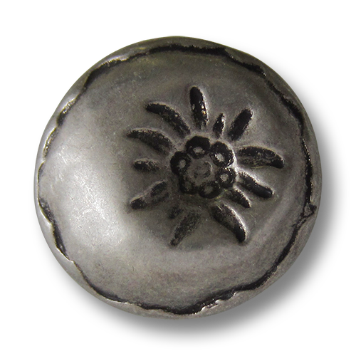 www.Knopfparadies.de - 0240as - Silberne Trachtenknöpfe aus Metall mit Edelweiß