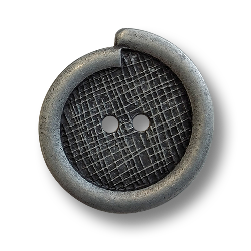 www.knopfparadies.de - 4496ei - Eisenfarbene Metallknöpfe mit zwei Löchern und versetztem Rand