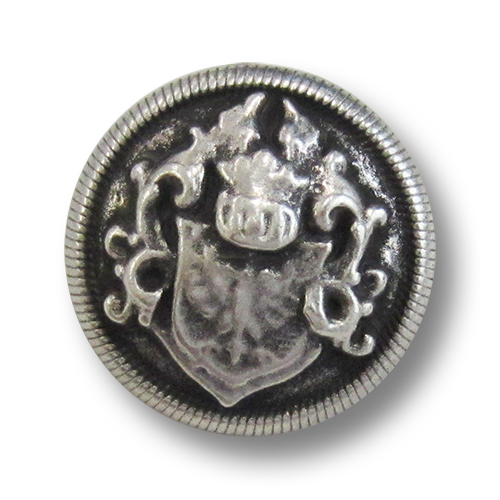 Altsilberfb. Wappen Knopf mit Adler und Ritterhelm