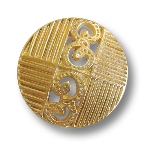 www.knopfparadies.de - 5339go - Matt goldfarbene Metallknöpfe mit Durchbruchmuster