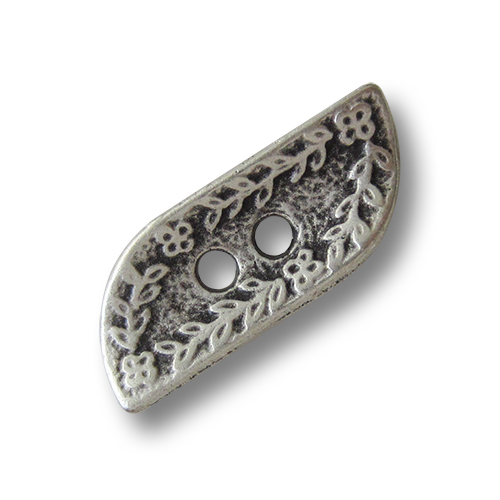 www.Knopfparadies.de - 1644as - Silberne Knebelknöpfe mit Blumen Motiv