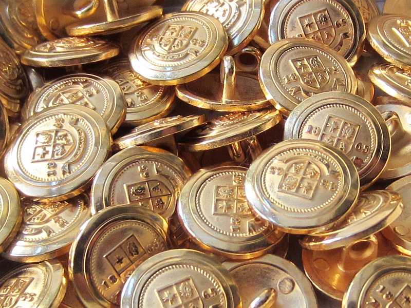 Goldfarbener Blazer Knopf mit Wappen "1865"