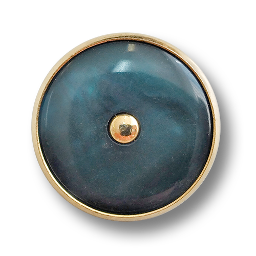 www.knopfparadies.de - 6031pt - Petrolfarbene Blazerknöpfe mit goldfarbenem Rand