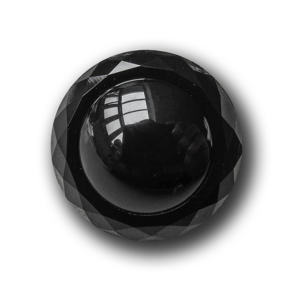 www.Knopfparadies.de - 4139sc - Elegante schwarze Kunststoffknöpfe in Glas-Optik