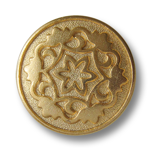 www.Knopfparadies.de - 0574go - Edle goldene Metallknöpfe mit Blumen Motiv