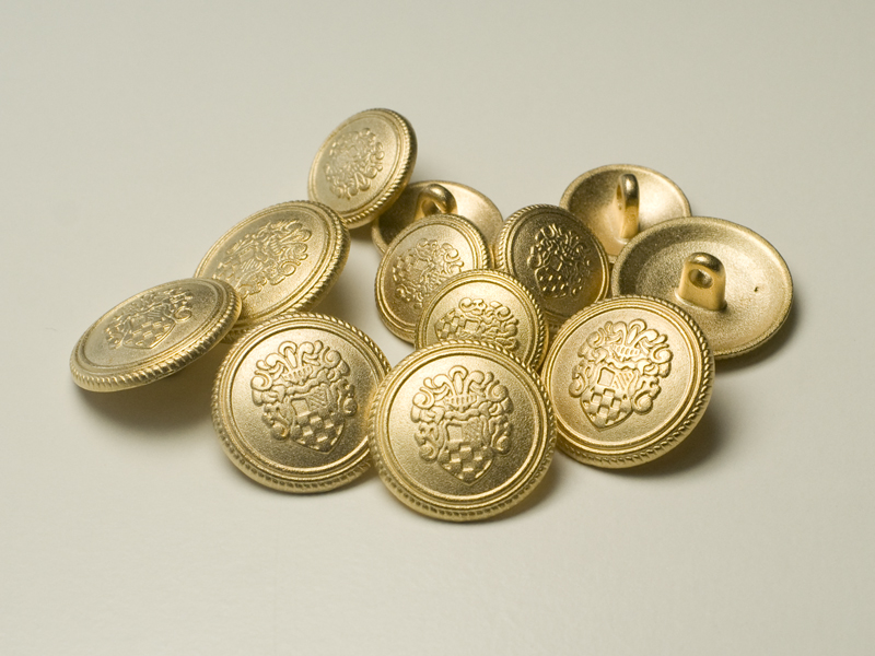 Klassische Blazerknöpfe mit Wappenmotiv in matt gold mit kleinen Fehlern- B-Ware