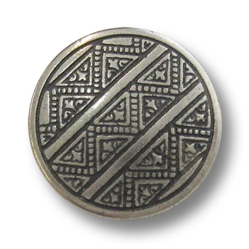 www.Knopfparadies.de - 1048as - Altsilberne Ösenknöpfe aus Metall mit Dreieck-Muster