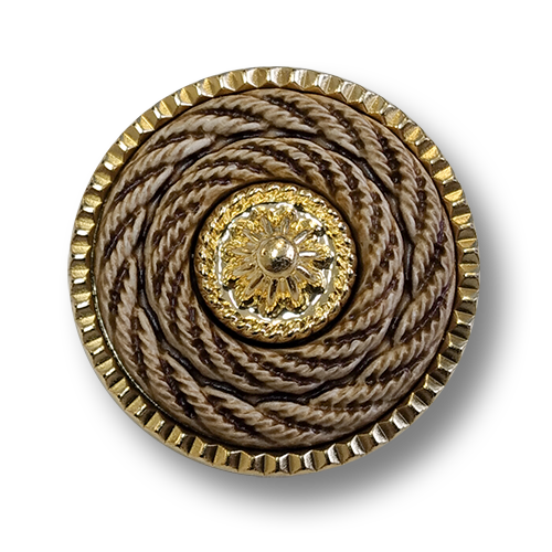 www.knopfparadies.de - 6256br - Elegante Kunststoffknöpfe in Braun und Gold