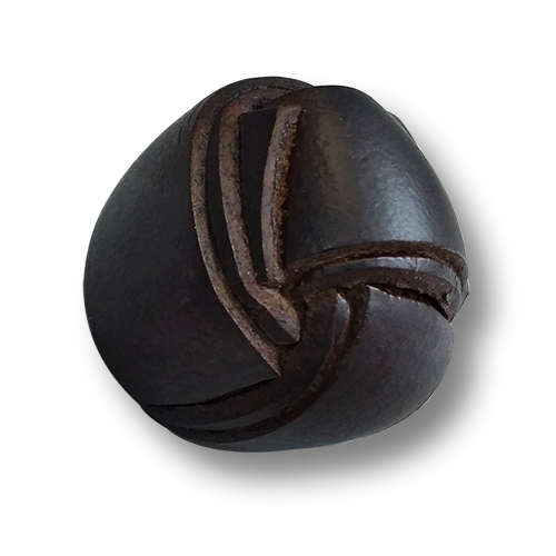 www.knopfparadies.de - 6951sb - Schwarzbraune Lederknöpfe wie Knoten