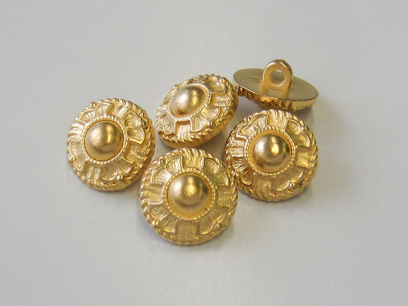 www.knopfparadies.de - 5756go - Hübsche Kunststoffknöpfe in gold wie Blüte