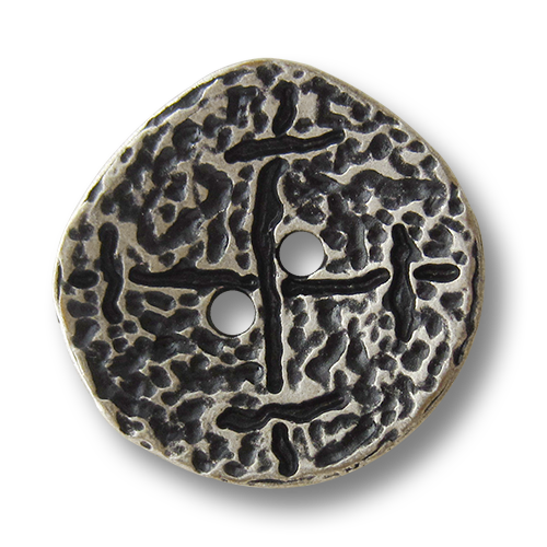 www.Knoppfaradies.de - 3941as - Altsilberfarbene Metallknöpfe mit Kreuz wie aus dem Mittelalter