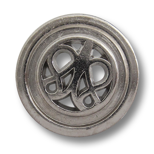 www.knopfparadies.de - 0426sg - Glänzend silberfarbene Metallknöpfe mit Durchbruch