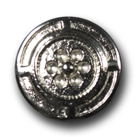 Silberfarbener Metallknopf mit Blütenmotiv