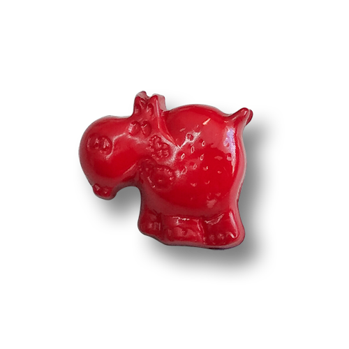 www.knopfparadies.de - 4713ro - Kleine Nilpferde - Rote Kinderknöpfe