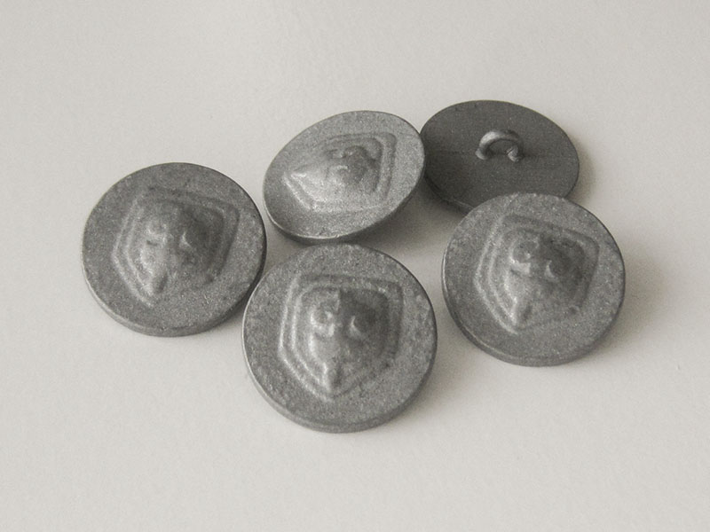 www.Knopfparadies.de - 0717zi - Antik wirkende Metallknöpfe in Zinnfarben mit Wappen Motiv