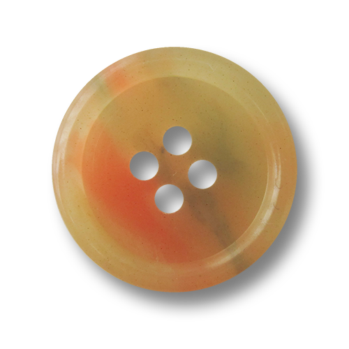 Zart grün & orange melierter Vierloch Kunststoff Knopf