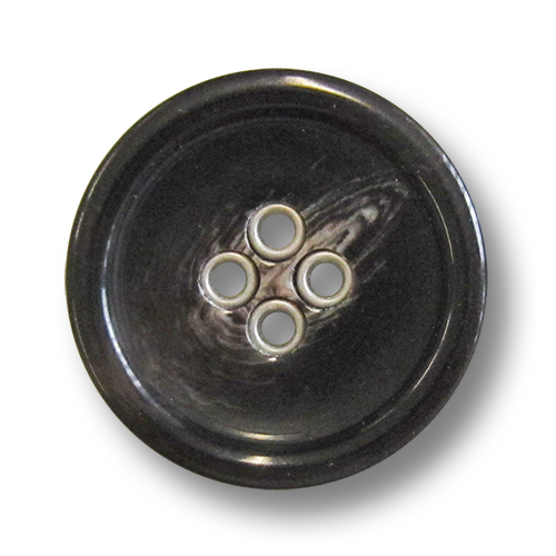 www.knopfparadies.de - 5981ds - Dunkelbraune Kunststoffknöpfe mit silberfarbenen Knopflöchern