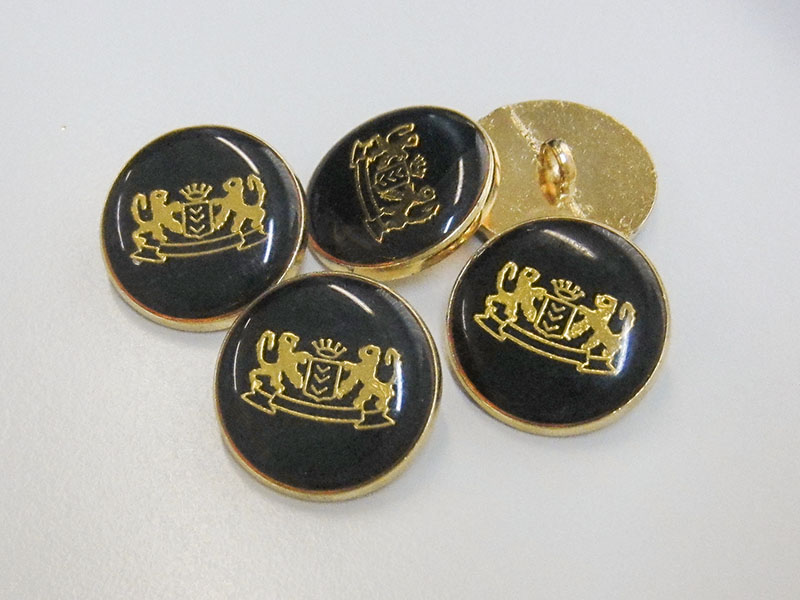 www.Knopfparadies.de - 0911gs - Elegante Motivknöpfe mit Wappen in Schwarz & Gold / B-WARE