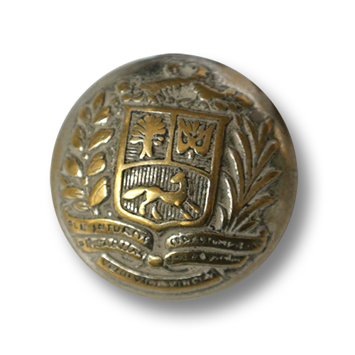 Feudaler silber-messingfb. Metall Knopf mit Wappen