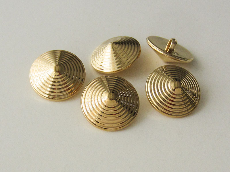 www.knopfparadies.de - 5301go - Metallic goldene Ösen Kunststoffknöpfe in Kegel Form