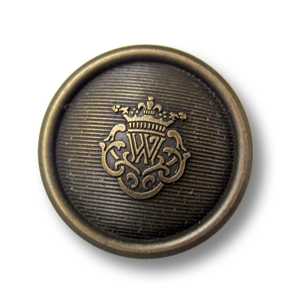 Eleganter leichter altmessingfarbener Wappen Knopf