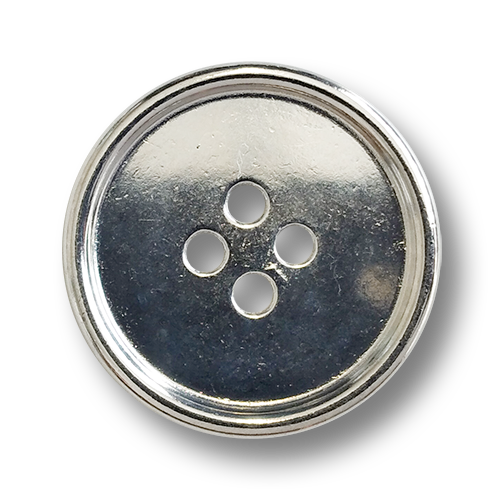 www.knopfparadies.de - 6328si - Glänzend silberfarbene, flache Metallknöpfe mit vier Löchern
