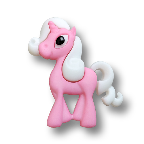 www.knopfparadies.de - 1418pi - Pink-weiße Kinderknöpfe "Einhorn" aus Kunststoff