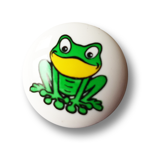 www.knopfparadies.de - k658 - Süsse Kinderknöpfchen mit Frosch Motiv