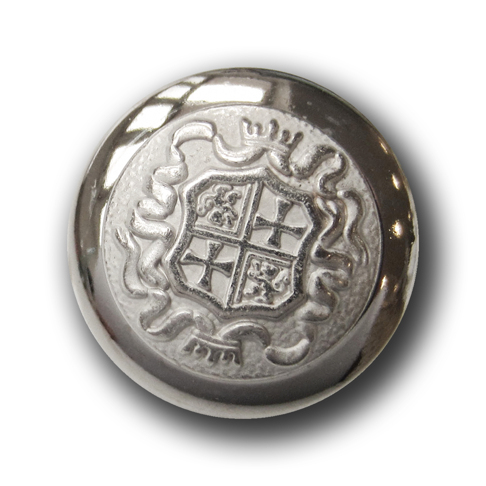 Edler Wappen Metall Knopf mit Krone, Kreuz & Löwe