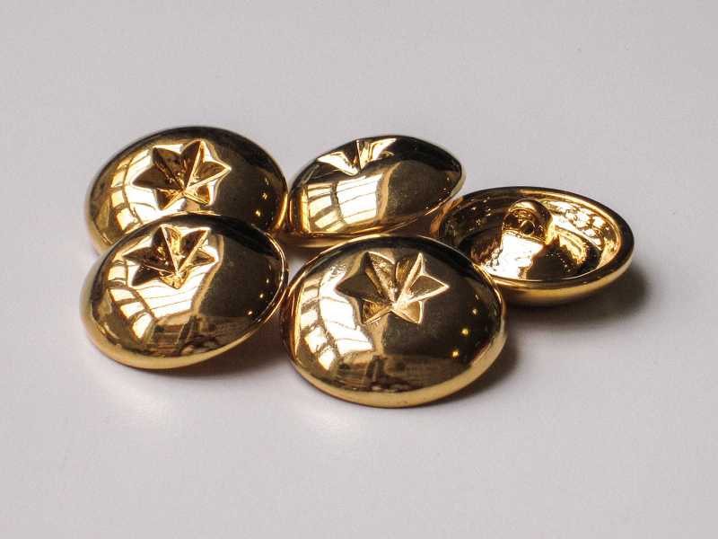 Glänzend goldfarbener Halbkugel Metall Knopf mit Stern