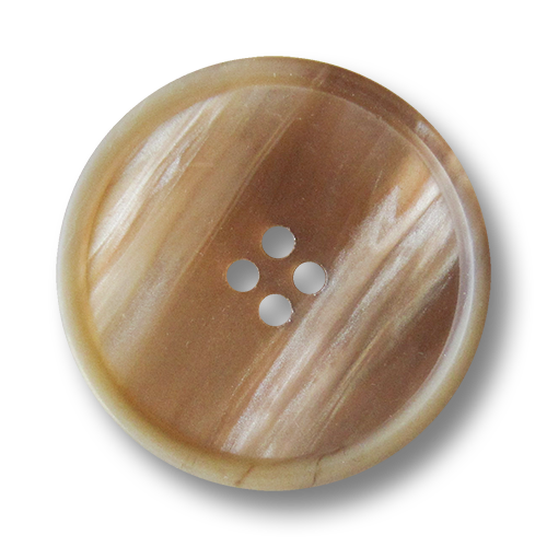 www.Knopfparadies.de - 2551hb - Elegante melierte & schraffierte Vierloch Kunststoffknöpfe in Karamell & Braun
