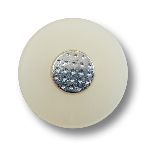 www.knopfparadies.de - 6131sw - Silber und naturweiß schimmnernde Mantelknöpfe
