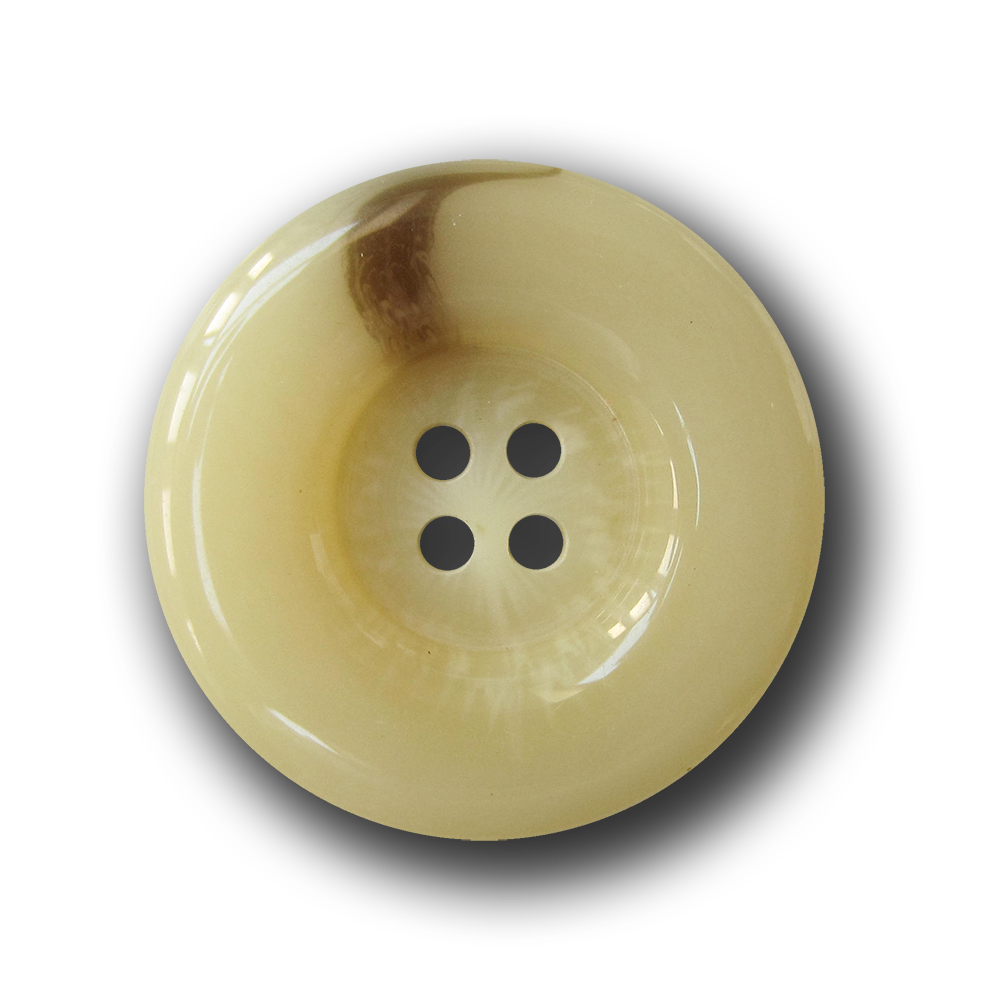 Edler beige melierter Knopf m. Wulstrand in Horn Optik