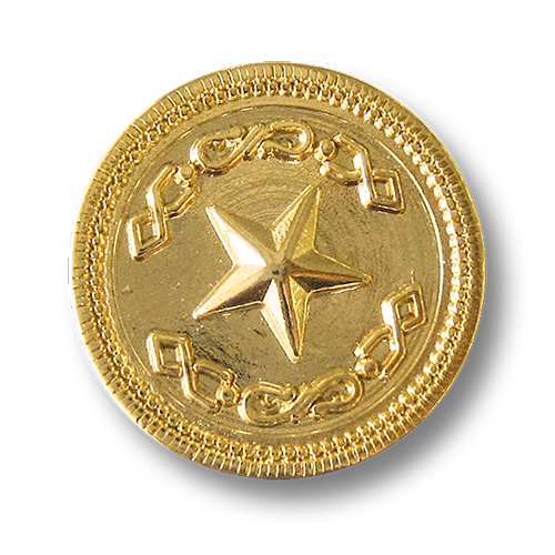 Eleganter glänzend goldf. Metall Knopf m. Stern Relief