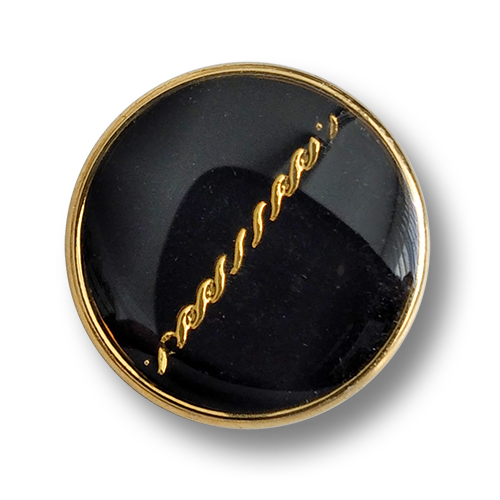 www.knopfparadies.de - 6310gs - Gold-schwarze Kunststoffknöpfe - B-WARE