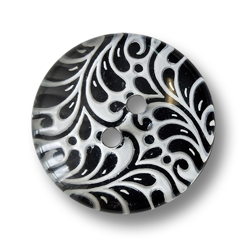Ausdrucksstarker schwarz weißer Knopf in Glas Optik