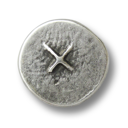www.knopfparadies.de - 2528as - Altsilberfarbene, flache Metallknöpfe mit Kreuz
