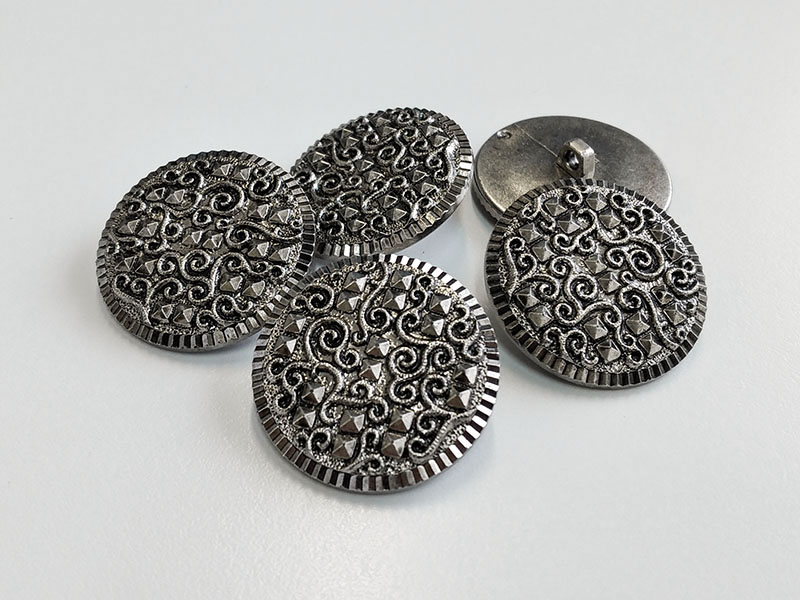 www.knopfparadies.de - 4255as - Altsilberfarbene, glitzernde Kunststoffknöpfe