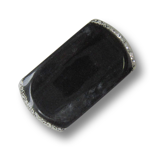 www.Knopfparadies.de - 5956sc - Schimmernde rechteckige Knebelknöpfe aus Kunststoff in Schwarz