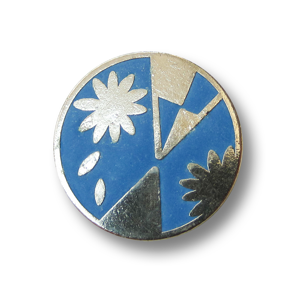 Metall Knopf mit graphischem Blumen Muster / B-WARE