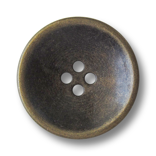 www.Knopfparadies.de - 1580am - Altmessingfarbene Vierloch Metallknöpfe in Schüssel Form