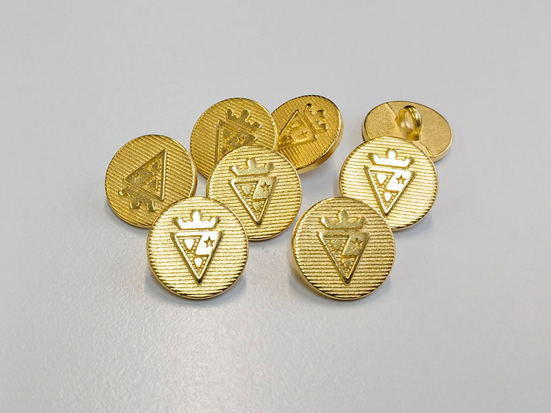 www.knopfparadies.de - 3961go - Kleine, goldfarbene Metallknöpfe mit gekröntem Wappen