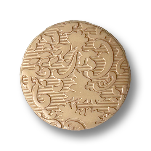 www.knopfparadies.de - d217be - Taupefarbener Kunststoffknopf mit zartem Ornamentrelief