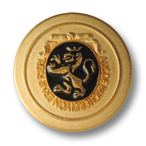 www.Knopfparadies.de - 0311sc - Edle Metallknöpfe in Gold und Schwarz mit Löwen Motiv