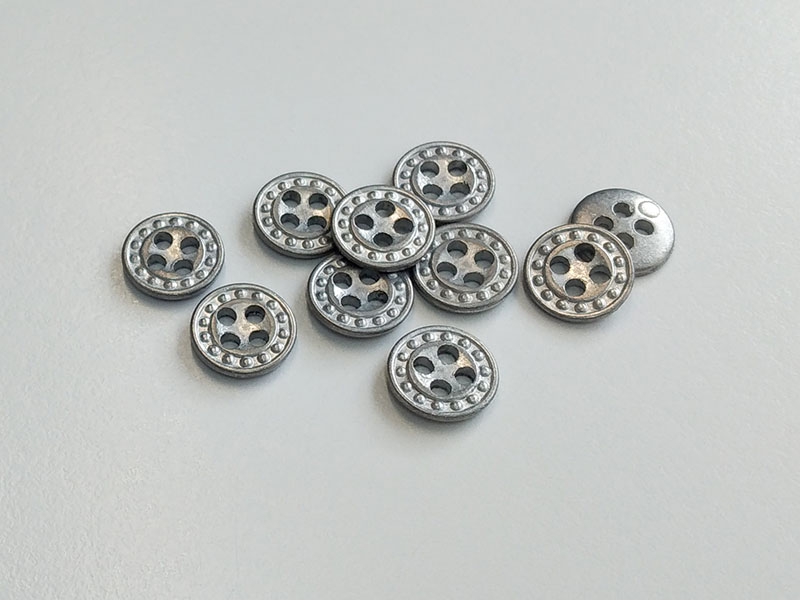 www.knopfparadies.de - 4004gz - Blusenknöpfe / Kinderknöpfe / Puppenknöpfe aus Metall mit vier Löchern