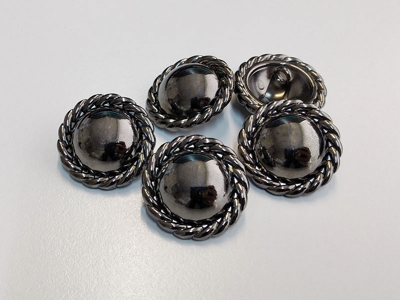 www.knopfparadies.de - 6542ch - Dunkel chromfarbene Metallknöpfe
